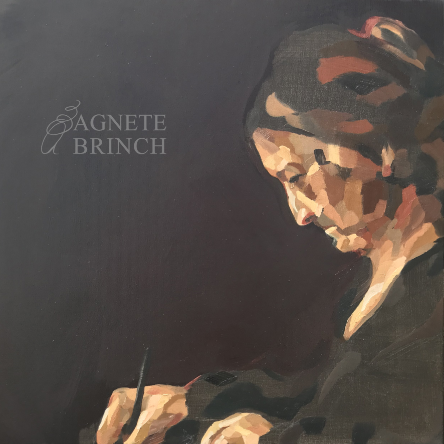 1216. Heda Lyngbo, Kvinden ved siden af manden_Sociale Heda Lyngbo Akryl og olie på lærred 50×50 cm