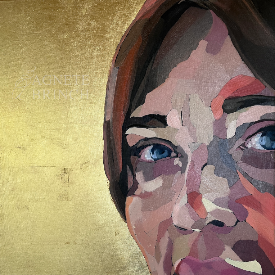 Katrine Gislinge Akryl olie og bladguld på lærred 50×50 cm