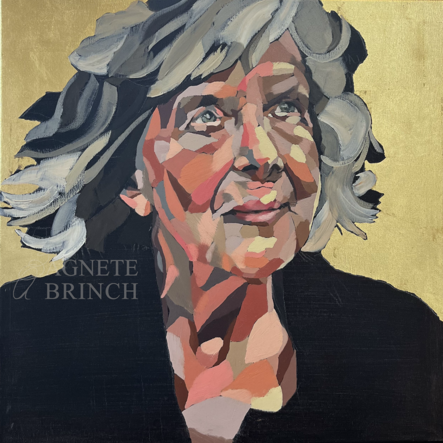 Hanne Meyer Akryl olie og bladguld på lærred 50×50 cm