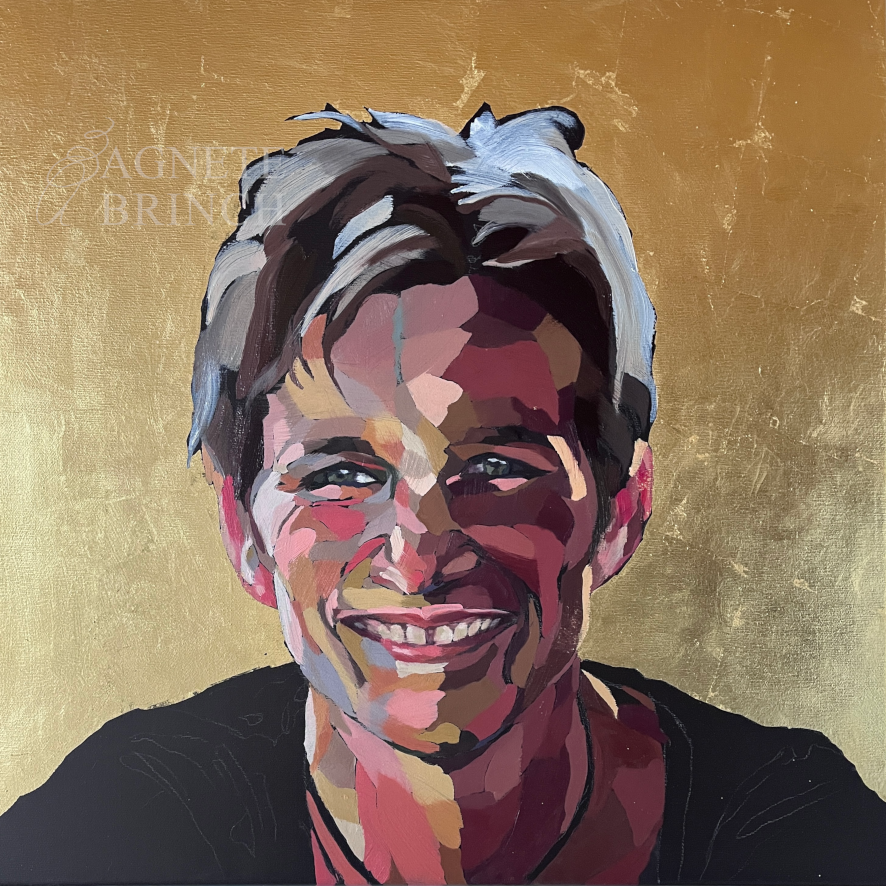 Karin Schwartz Akryl olie og bladguld på lærred 50×50 cm