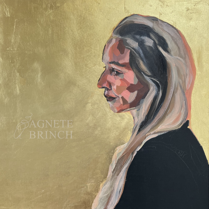 Sonja Richter Akryl olie og bladguld på lærred 50×50 cm